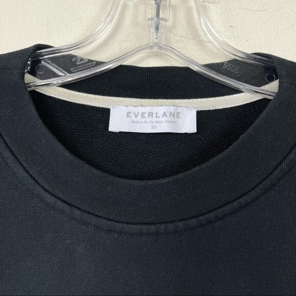 Everlane French Terry Crewneck Sweatshirt Dress Black XS Minimalist Loungewear - Picture 6 of 10